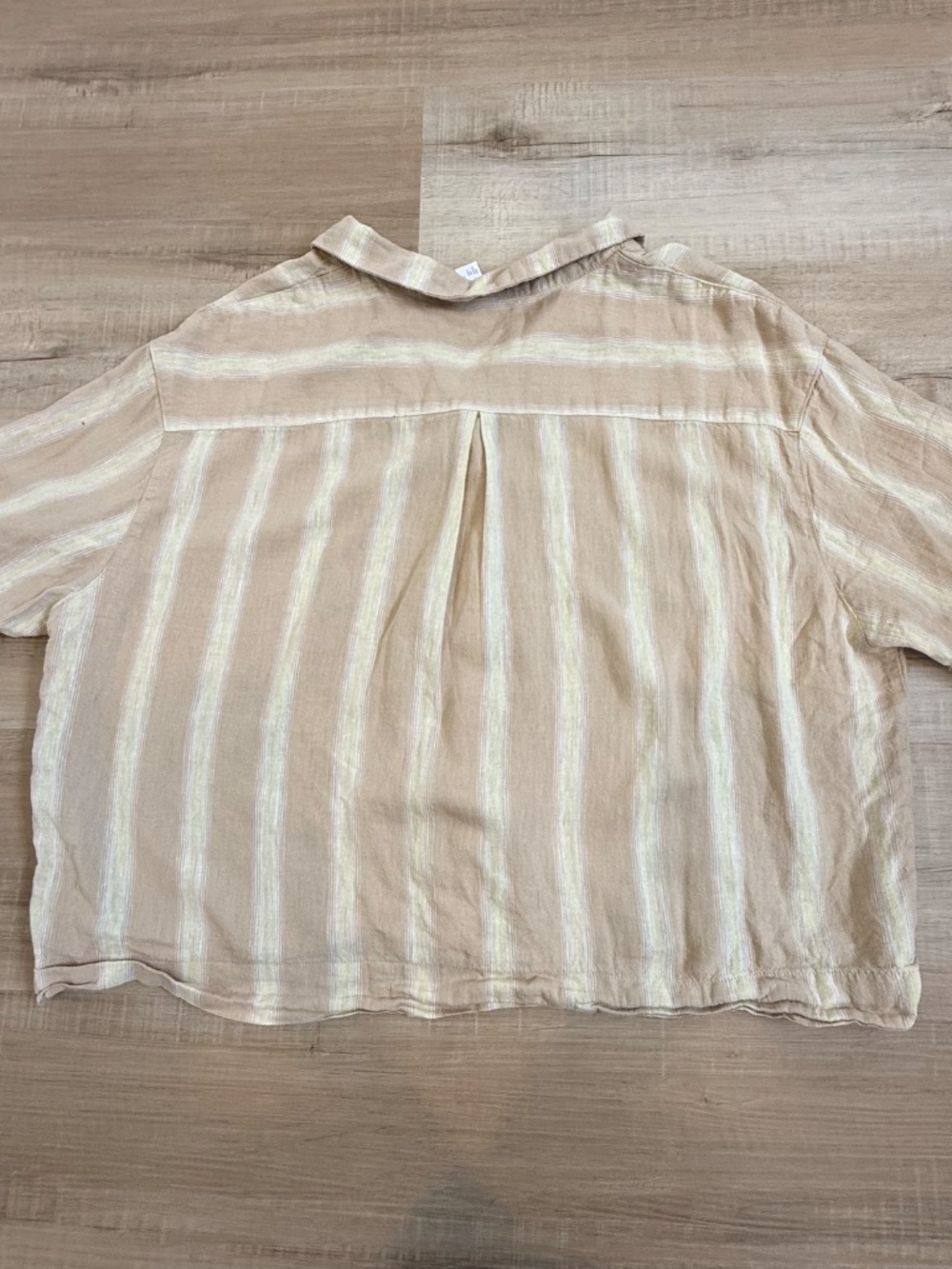 Stars Above Linen Blend Cream Short Sleeve Button Down Shirt Size Large - Picture 7 of 7